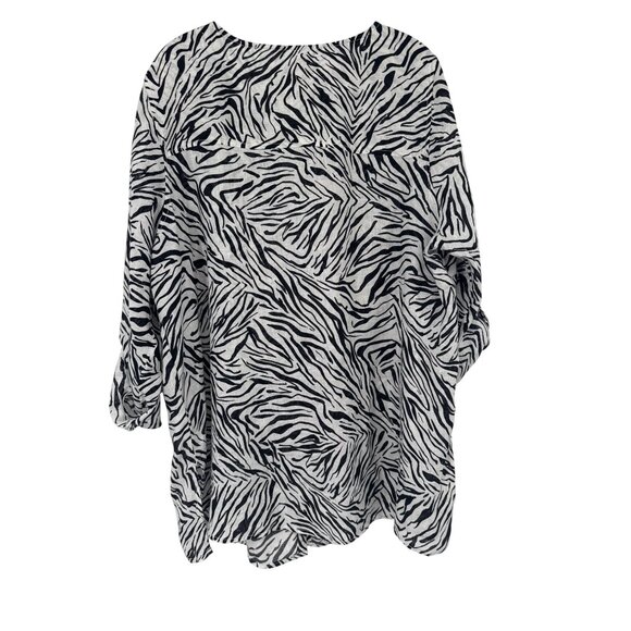 Cynthia Rowley Womens Zebra Print Button-Up Top tunic size 2X plus 100% Linen - Picture 3 of 4